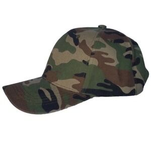 BLANK/NO LOGO CAMO ADJUSTABLE STRAPBACK BASEBALL HAT/CAP, CAMOUFLAGE, OUTDOOR